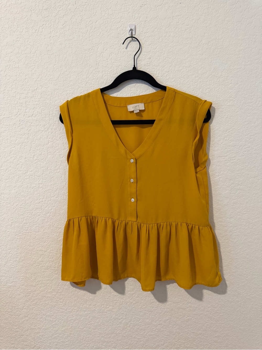 Loft V-Neck Peplum Top in Mustard